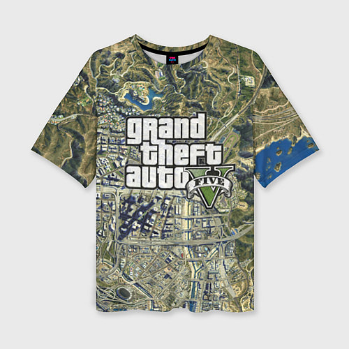 Женская футболка оверсайз GTA 5 карта / 3D-принт – фото 1