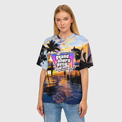 Футболка оверсайз женская Grand theft auto 6 vice city, цвет: 3D-принт — фото 2