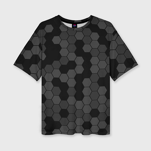 Женская футболка оверсайз Камуфляж гексагон черный / 3D-принт – фото 1