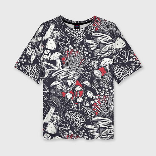 Женская футболка оверсайз Разные грибы / 3D-принт – фото 1