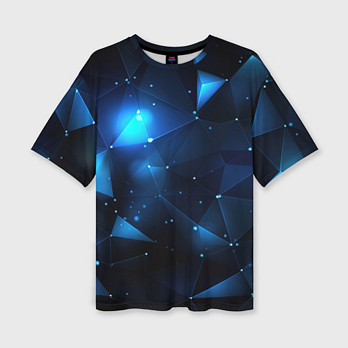 Женская футболка оверсайз Синяя геометрическая абстракция / 3D-принт – фото 1