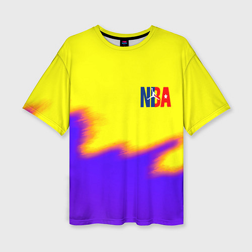 Женская футболка оверсайз НБА баскетбол краски неоновые желтые / 3D-принт – фото 1