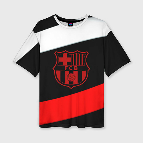 Женская футболка оверсайз Barcelona stripes sport / 3D-принт – фото 1