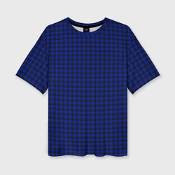 Женская футболка оверсайз Паттерн объёмные квадраты тёмно-синий