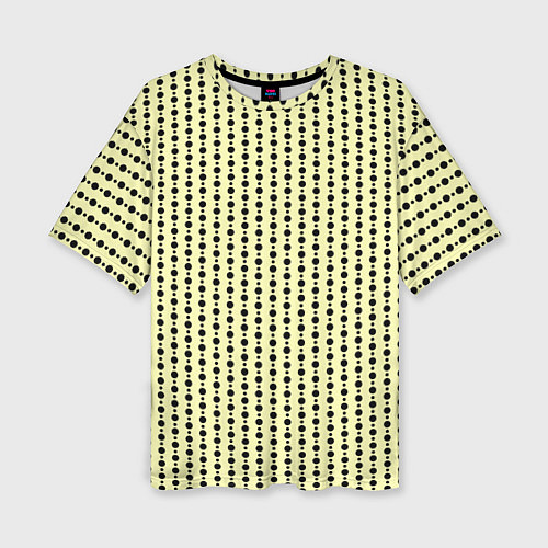 Женская футболка оверсайз Бледно-жёлтый полосы кружочки / 3D-принт – фото 1