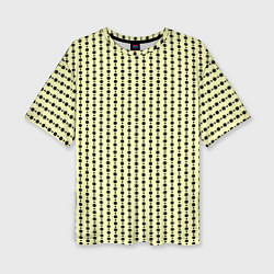 Женская футболка оверсайз Бледно-жёлтый полосы кружочки