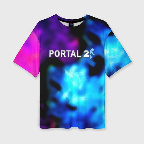 Женская футболка оверсайз Portal неоновый градиент / 3D-принт – фото 1