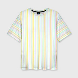 Женская футболка оверсайз Тонкие цветные полосы на белом