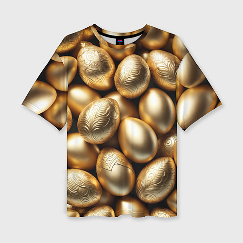 Женская футболка оверсайз Золотые Пасхальные яйца / 3D-принт – фото 1