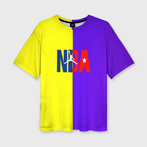 Женская футболка оверсайз NBA sport полосы / 3D-принт – фото 1