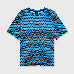 Женская футболка оверсайз Синие и чёрные треугольники