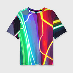 Женская футболка оверсайз Абстрактные цветные полосы - композиция