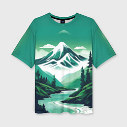 Женская футболка оверсайз Графический пейзаж Камчатки
