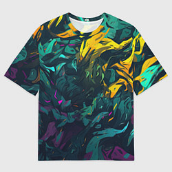 Футболка оверсайз женская Абстрактный камуфляж в кислотных абстрактных пятна, цвет: 3D-принт