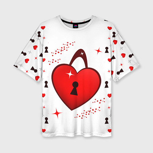 Женская футболка оверсайз Сердечный замочек / 3D-принт – фото 1