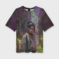 Женская футболка оверсайз Девушка в ядовитых тонах