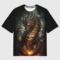 Женская футболка оверсайз Древний огненный дракон символ 2024