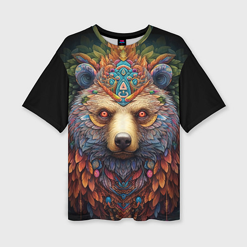 Женская футболка оверсайз Медведь фентези / 3D-принт – фото 1