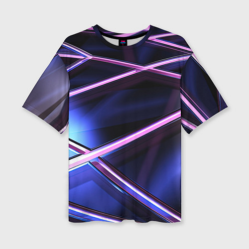 Женская футболка оверсайз Фиолетовая геометрическая абстракция / 3D-принт – фото 1