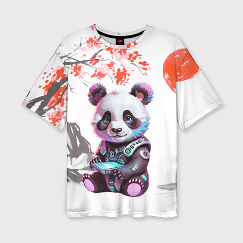 Женская футболка оверсайз Funny panda - China / 3D-принт – фото 1
