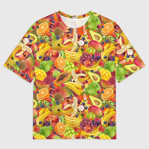 Женская футболка оверсайз Экзотические фрукты и ягоды / 3D-принт – фото 1