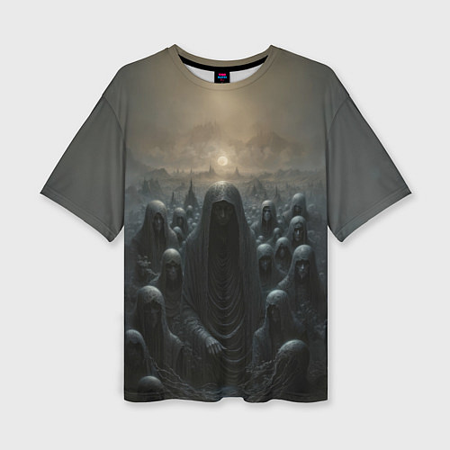 Женская футболка оверсайз Пилигримы в балахонах / 3D-принт – фото 1