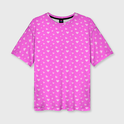 Женская футболка оверсайз Розовый маленькие сердечки / 3D-принт – фото 1
