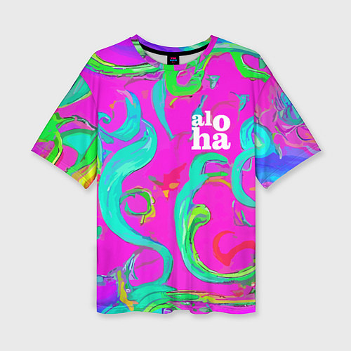 Женская футболка оверсайз Abstract floral pattern - aloha / 3D-принт – фото 1