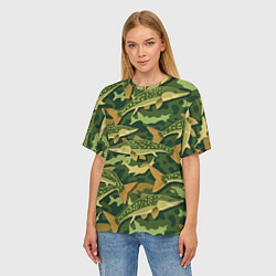 Футболка оверсайз женская Камуфляж рыболова - рыба щука, цвет: 3D-принт — фото 2
