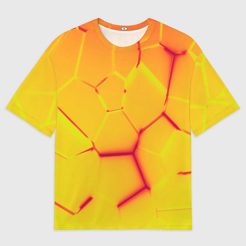 Женская футболка оверсайз Плиты желтые броня / 3D-принт – фото 1