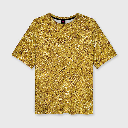 Женская футболка оверсайз Золотой волнистый с переливами / 3D-принт – фото 1
