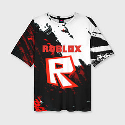 Женская футболка оверсайз Roblox logo краски мобайл гейм