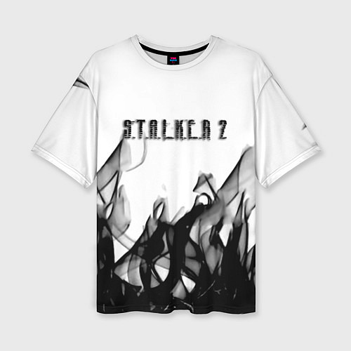 Женская футболка оверсайз Stalker 2 черный огонь абстракция / 3D-принт – фото 1