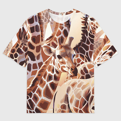 Женская футболка оверсайз Жирафы - африканский паттерн / 3D-принт – фото 1