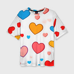 Женская футболка оверсайз Сердца сердечки