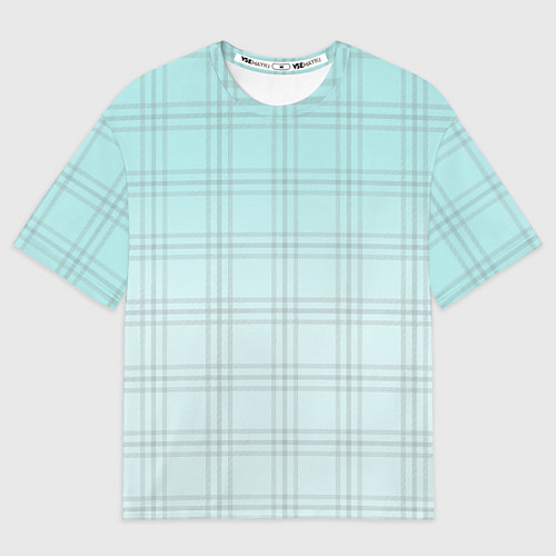 Женская футболка оверсайз Нежно-голубая шотландская клетка / 3D-принт – фото 1