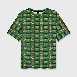 Женская футболка оверсайз Зеленый абстрактный паттерн