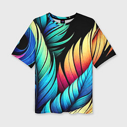 Футболка оверсайз женская Color feathers - neon, цвет: 3D-принт