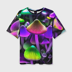 Женская футболка оверсайз Люминесцентные грибы