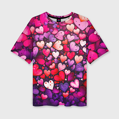 Женская футболка оверсайз Множество сердец / 3D-принт – фото 1