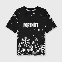 Женская футболка оверсайз Fortnite новый год паттерн
