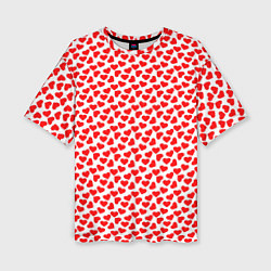 Женская футболка оверсайз Маленькие красные сердечки