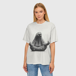 Футболка оверсайз женская Ленивиц в позе лотоса, цвет: 3D-принт — фото 2
