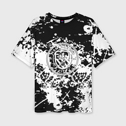 Женская футболка оверсайз Manchester City краски чёрно белые