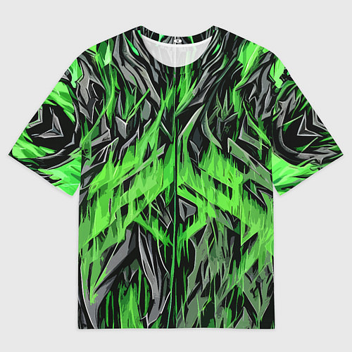 Женская футболка оверсайз Камень и зелёный огонь / 3D-принт – фото 1