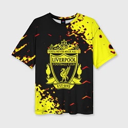 Футболка оверсайз женская Liverpool жёлтые краски текстура, цвет: 3D-принт