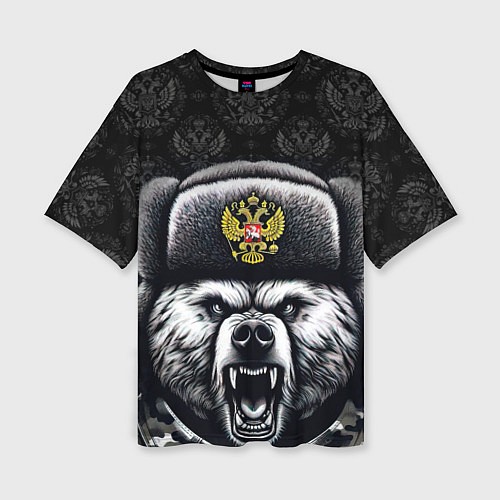 Женская футболка оверсайз Русский медведь / 3D-принт – фото 1