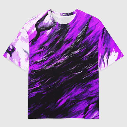 Женская футболка оверсайз Чёрная и розовая буря / 3D-принт – фото 1