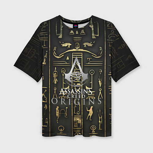 Женская футболка оверсайз Assassins истоки иероглифы / 3D-принт – фото 1
