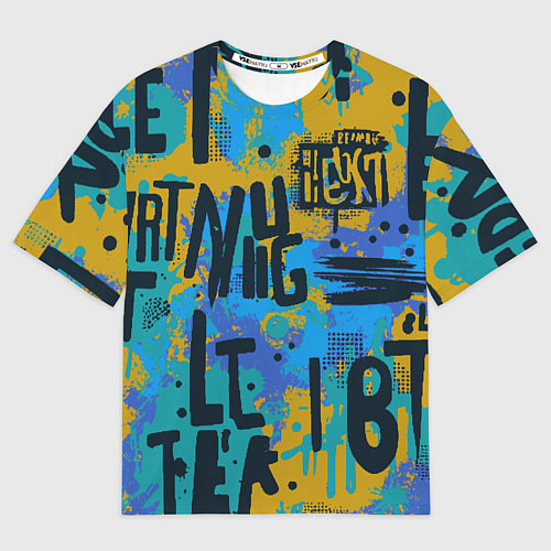 Женская футболка оверсайз Крупные буквы на цветном фоне / 3D-принт – фото 1